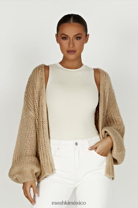 Meshki cárdigan de punto grueso irina gris pardo ropa H48F8H1627