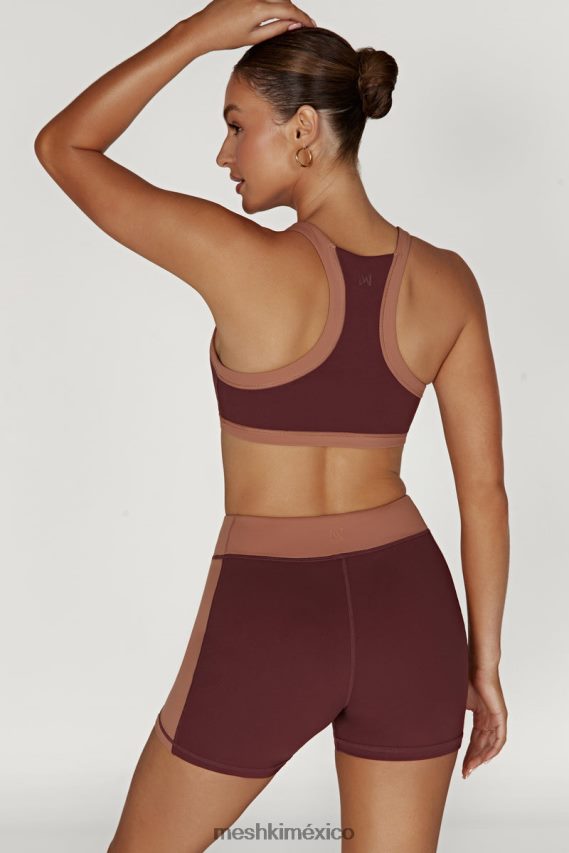 Meshki sujetador deportivo corto becca de dos tonos caoba/bronceado ropa H48F8H1038