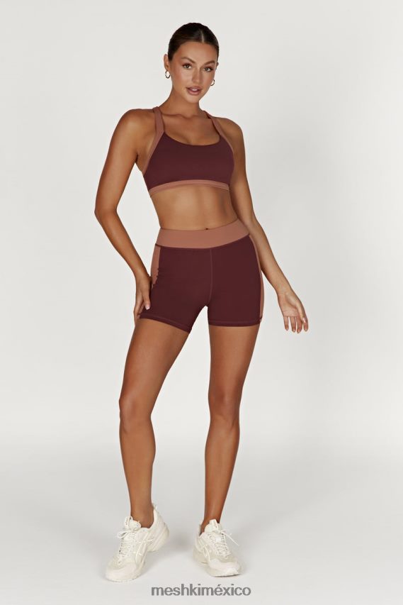Meshki sujetador deportivo corto becca de dos tonos caoba/bronceado ropa H48F8H1038