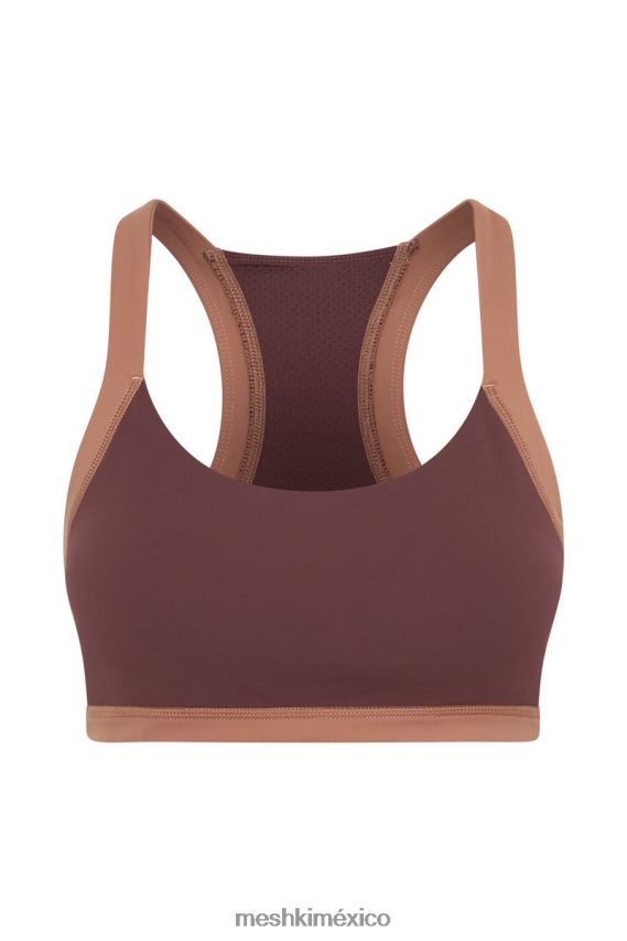 Meshki sujetador deportivo corto becca de dos tonos caoba/bronceado ropa H48F8H1038