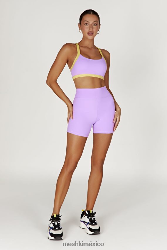 Meshki sujetador deportivo corto becca de dos tonos lila/amarillo ropa H48F8H1049