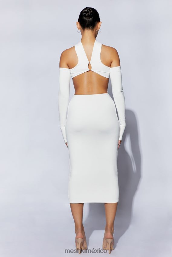 Meshki Vestido midi con banda en el cuello Demie y guantes sin dedos blanco ropa H48F8H704