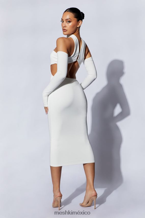 Meshki Vestido midi con banda en el cuello Demie y guantes sin dedos blanco ropa H48F8H704