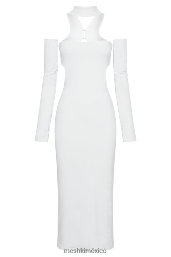 Meshki Vestido midi con banda en el cuello Demie y guantes sin dedos blanco ropa H48F8H704