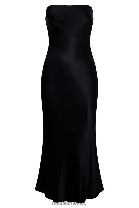 Meshki Vestido midi sin tirantes con detalle de encaje de Mischa negro ropa H48F8H464
