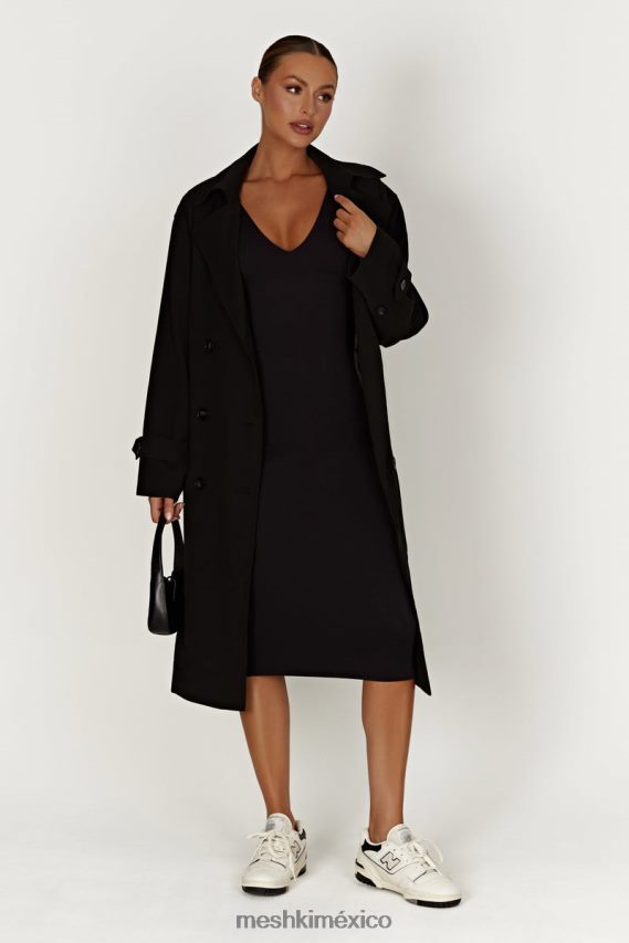 Meshki vestido midi Gretel de nailon reciclado con cuello en V negro ropa H48F8H310