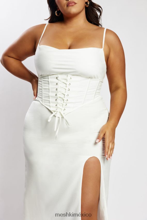 Meshki vestido midi Lucy Cowl con corsé blanco ropa H48F8H517