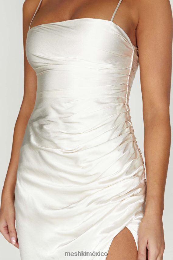 Meshki vestido midi claudette de satén drapeado Marfil ropa H48F8H567