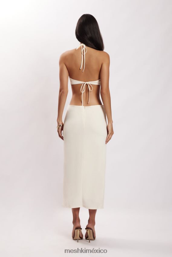Meshki vestido midi con abertura y cuello halter de natalie hueso ropa H48F8H720