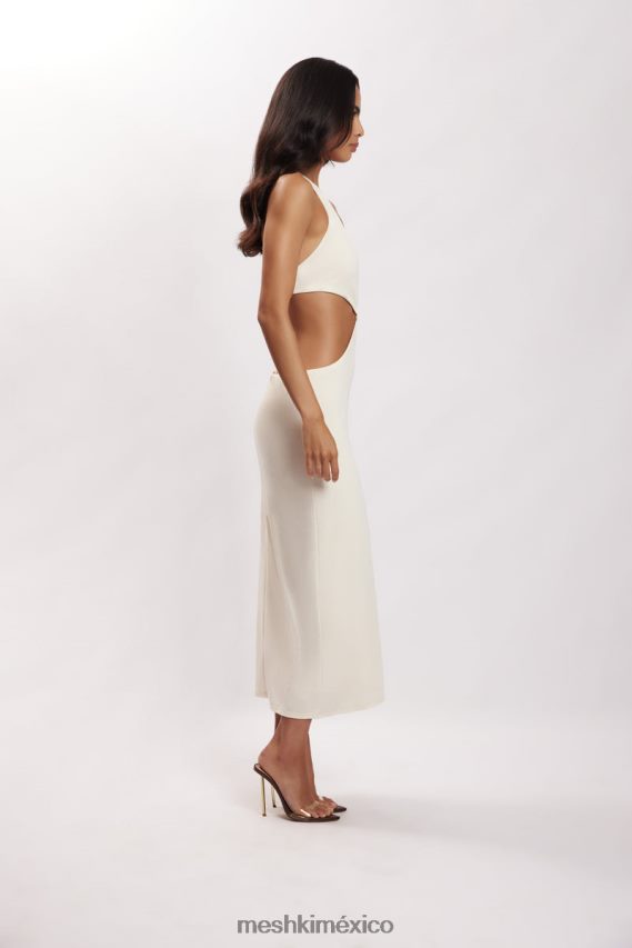 Meshki vestido midi con abertura y cuello halter de natalie hueso ropa H48F8H720