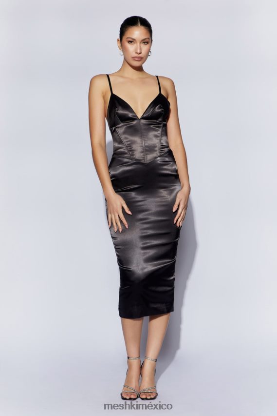 Meshki vestido midi con corsé brie negro ropa H48F8H644