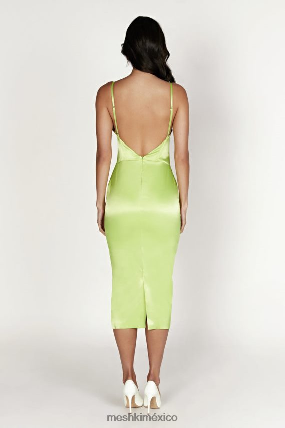 Meshki vestido midi con corsé brie verde pistacho ropa H48F8H683