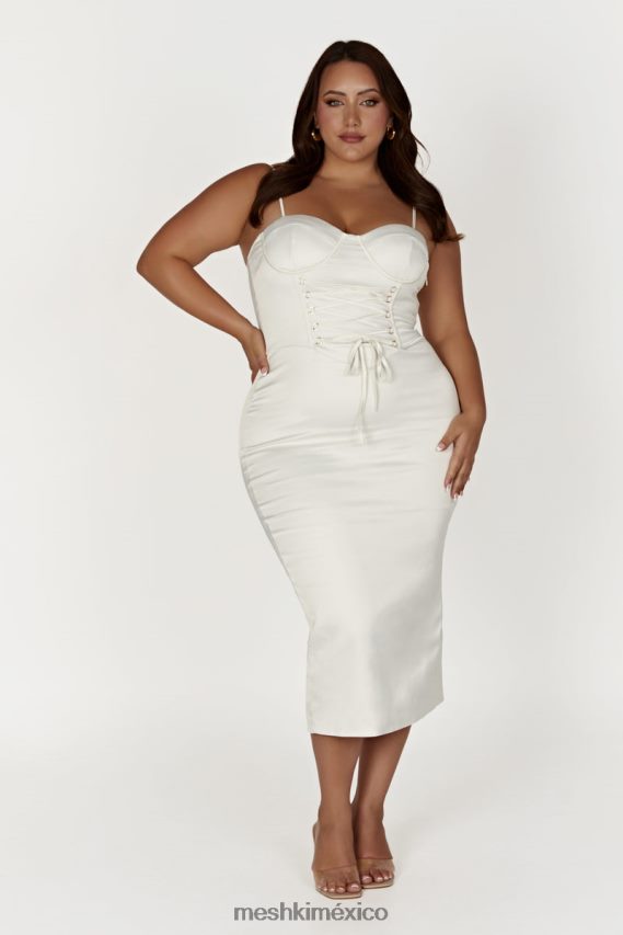 Meshki vestido midi con corsé camelia Marfil ropa H48F8H594