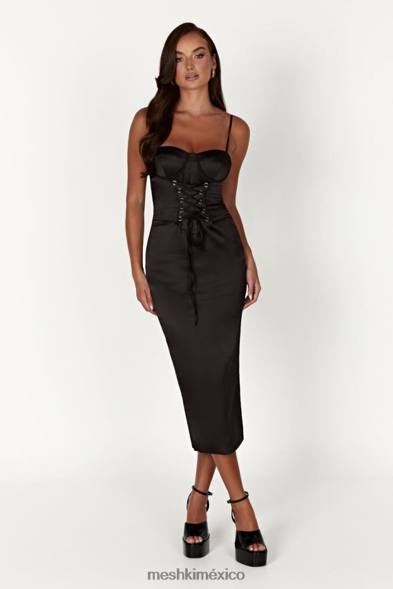 Meshki vestido midi con corsé camelia negro ropa H48F8H601