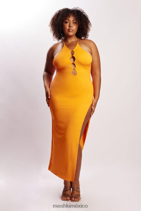 Meshki vestido midi con cuello halter y cuentas Mandarina ropa H48F8H731