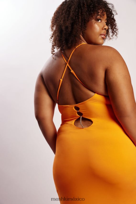 Meshki vestido midi con cuello halter y cuentas Mandarina ropa H48F8H731