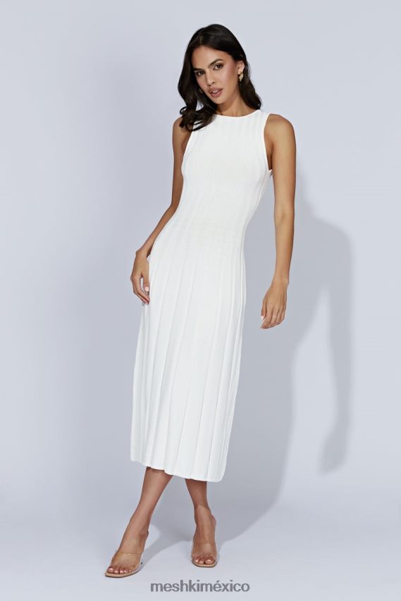 Meshki vestido midi de punto con abertura en la espalda Aspen blanco ropa H48F8H440