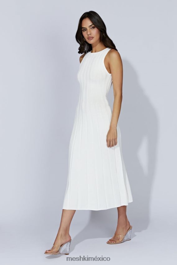Meshki vestido midi de punto con abertura en la espalda Aspen blanco ropa H48F8H440