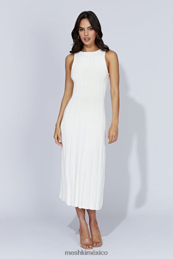 Meshki vestido midi de punto con abertura en la espalda Aspen blanco ropa H48F8H440