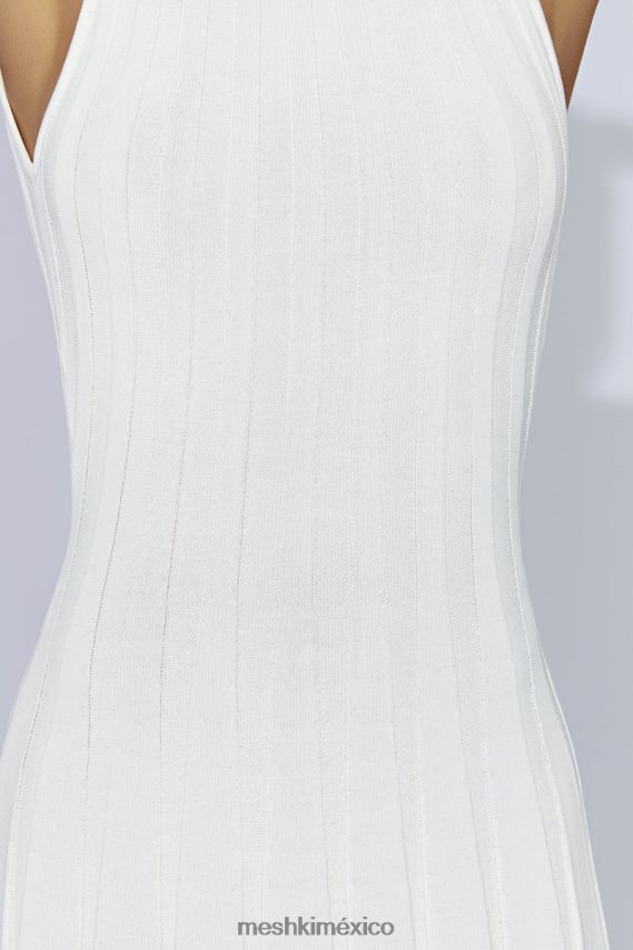 Meshki vestido midi de punto con abertura en la espalda Aspen blanco ropa H48F8H440