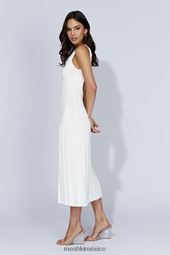 Meshki vestido midi de punto con abertura en la espalda Aspen blanco ropa H48F8H440