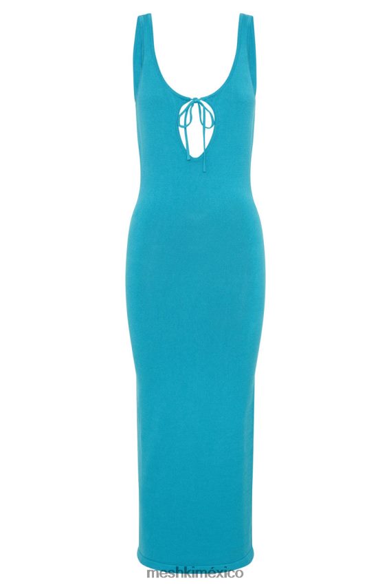Meshki vestido midi de punto con aberturas nola aguamarina ropa H48F8H662