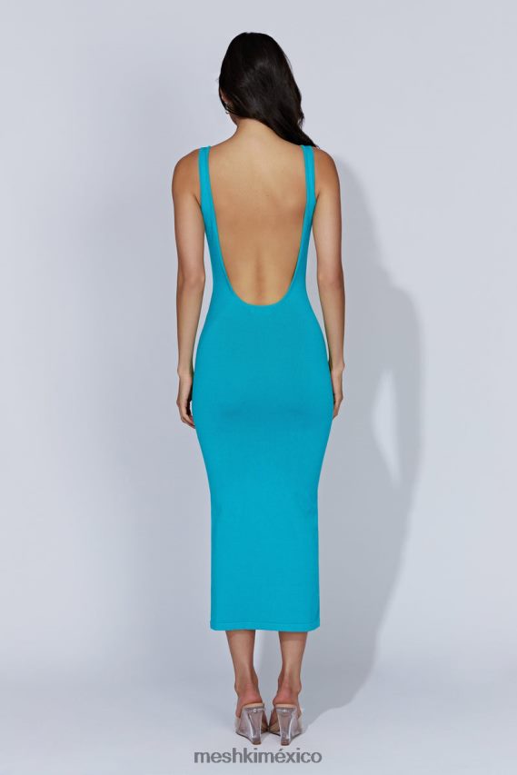 Meshki vestido midi de punto con aberturas nola aguamarina ropa H48F8H662