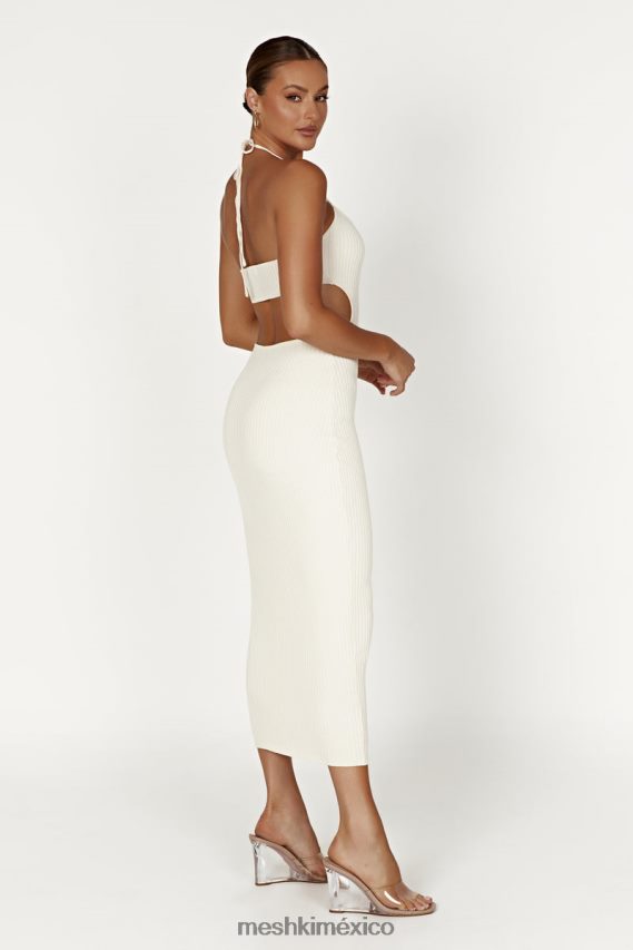 Meshki vestido midi de punto con cuello halter morgan crema ropa H48F8H401
