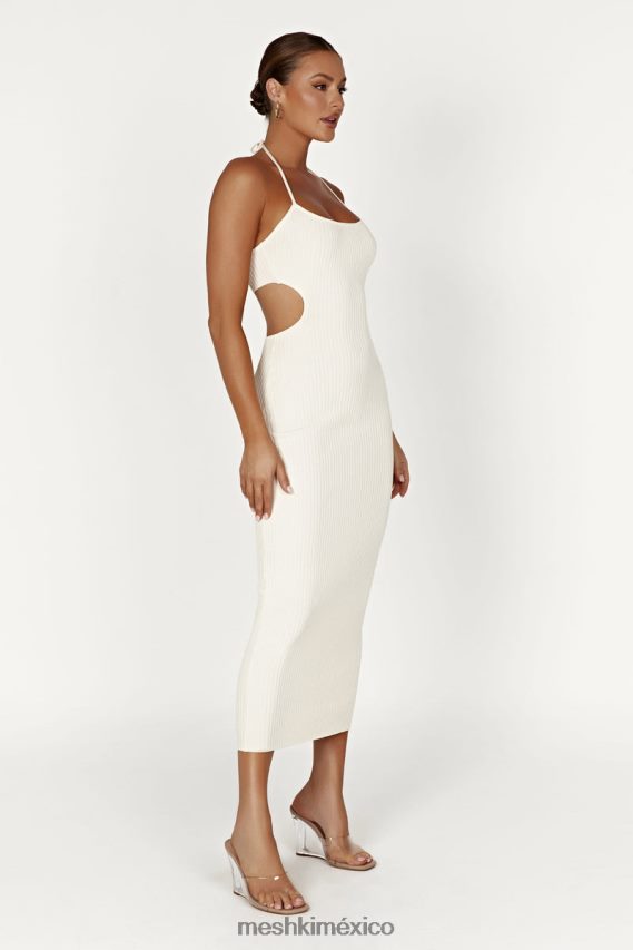 Meshki vestido midi de punto con cuello halter morgan crema ropa H48F8H401