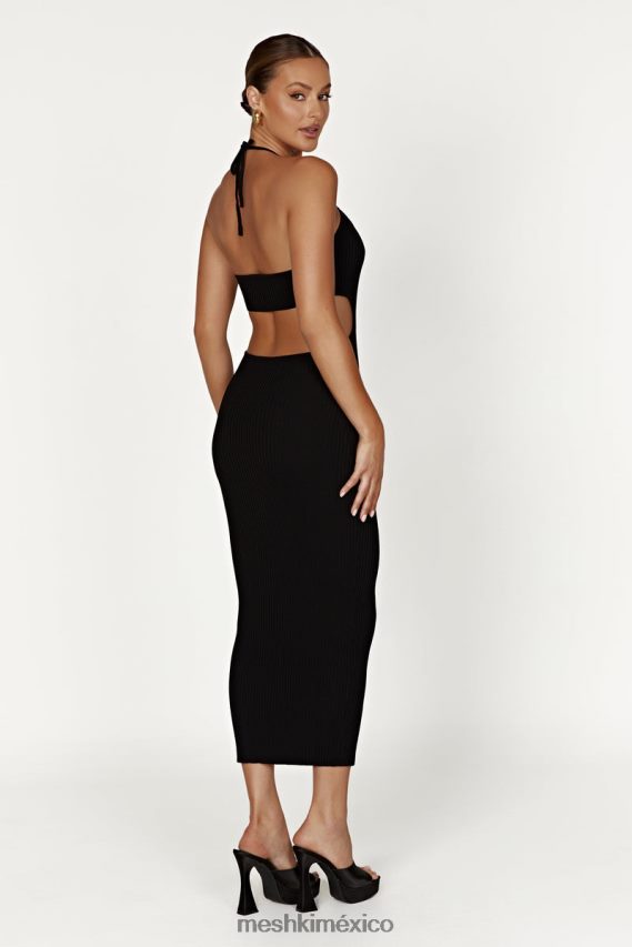Meshki vestido midi de punto con cuello halter morgan negro ropa H48F8H491