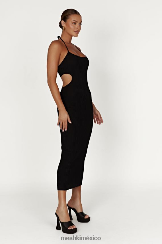 Meshki vestido midi de punto con cuello halter morgan negro ropa H48F8H491