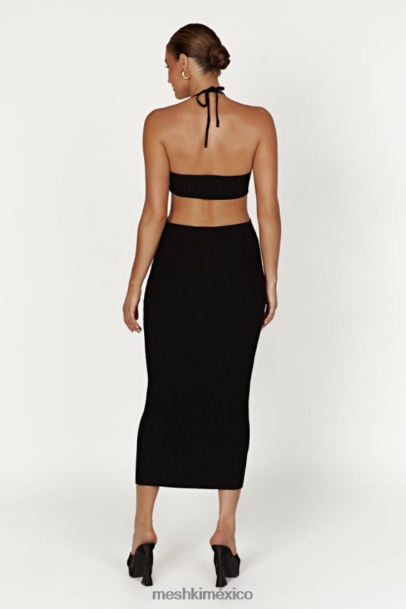 Meshki vestido midi de punto con cuello halter morgan negro ropa H48F8H491