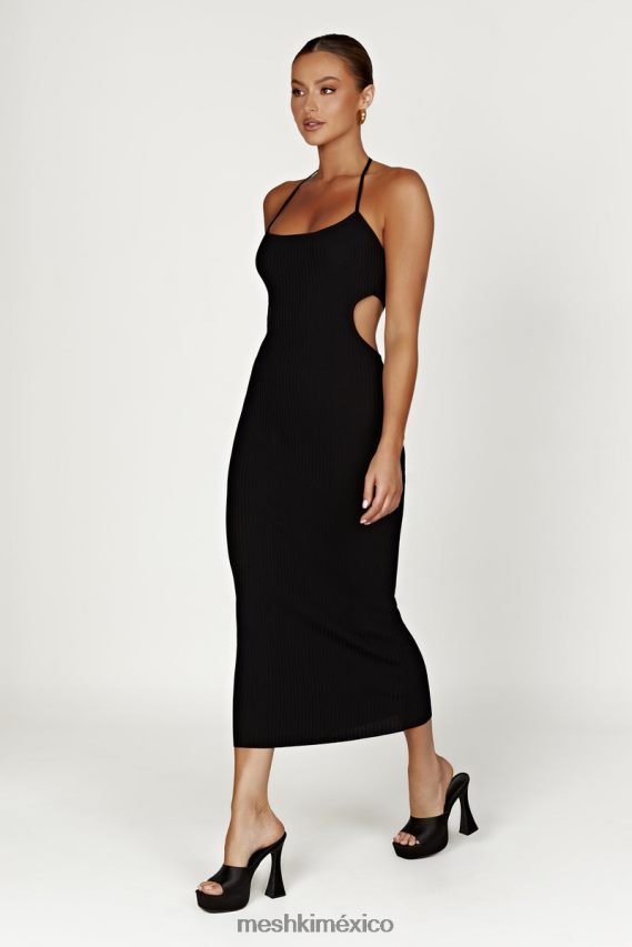 Meshki vestido midi de punto con cuello halter morgan negro ropa H48F8H491