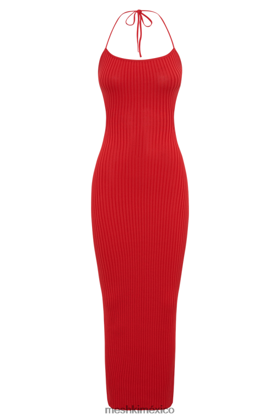 Meshki vestido midi de punto con cuello halter morgan rojo ropa H48F8H360