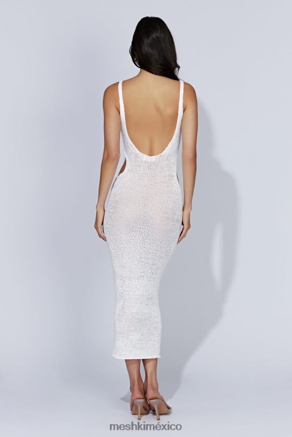 Meshki vestido midi de punto con cuello redondo Shae blanco ropa H48F8H274