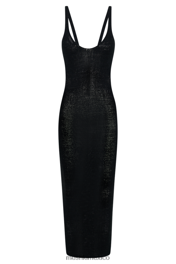 Meshki vestido midi de punto con cuello redondo Shae negro ropa H48F8H427
