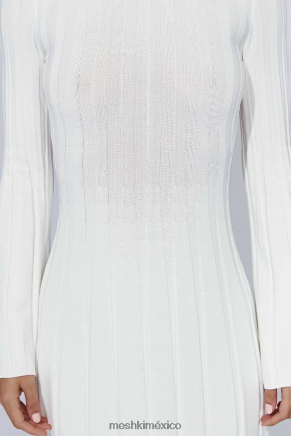 Meshki vestido midi de punto con mangas acampanadas Juniper blanco ropa H48F8H362