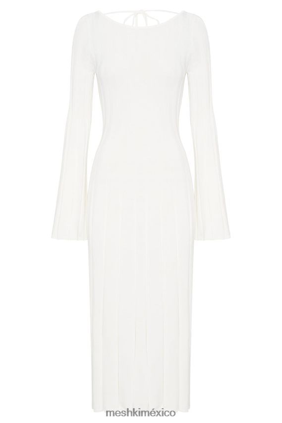 Meshki vestido midi de punto con mangas acampanadas Juniper blanco ropa H48F8H362