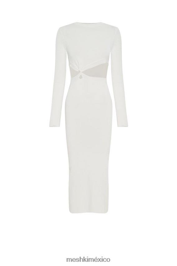 Meshki vestido midi de punto con parte delantera retorcida Mila blanco ropa H48F8H455