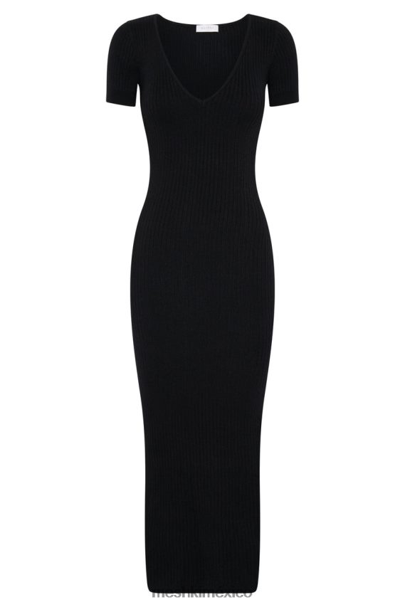 Meshki vestido midi de punto de manga corta nina negro ropa H48F8H480