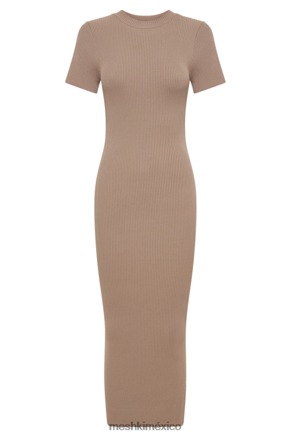 Meshki vestido midi de punto de manga corta sonia gris pardo ropa H48F8H162