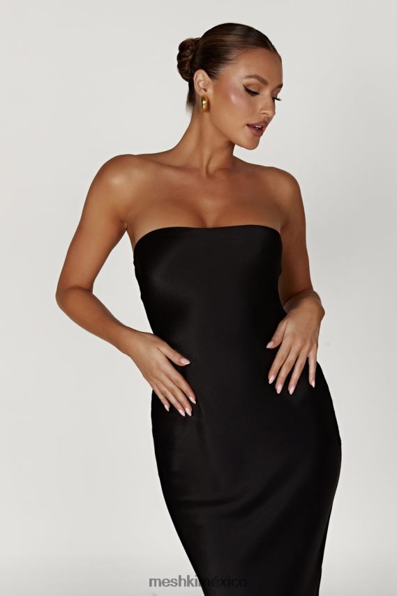 Meshki vestido midi de satén sin tirantes Tyler negro ropa H48F8H568