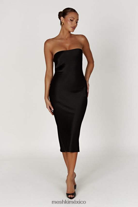 Meshki vestido midi de satén sin tirantes Tyler negro ropa H48F8H568
