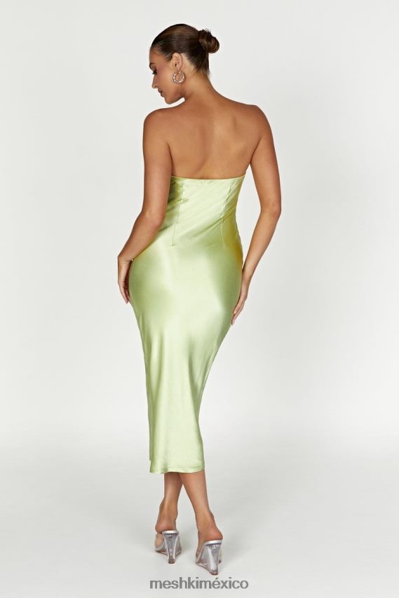 Meshki vestido midi de satén sin tirantes Tyler verde pistacho ropa H48F8H343