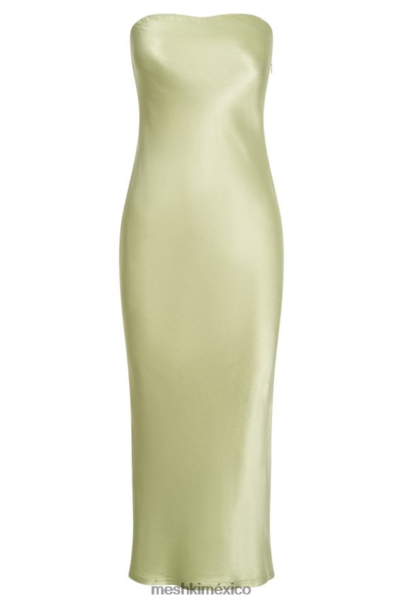 Meshki vestido midi de satén sin tirantes Tyler verde pistacho ropa H48F8H343