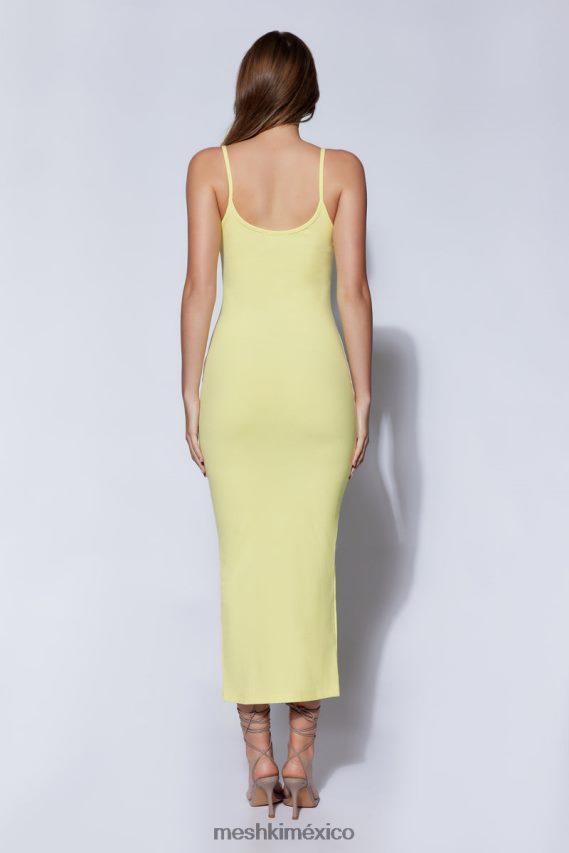 Meshki vestido midi de tirantes de canalé alexis amarillo ropa H48F8H526
