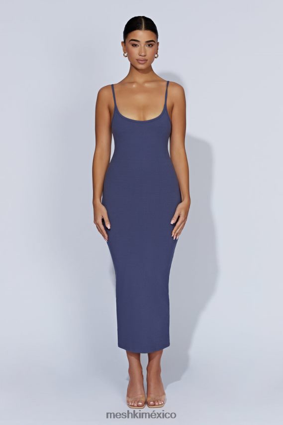 Meshki vestido midi de tirantes de canalé alexis azul marino de medianoche ropa H48F8H331