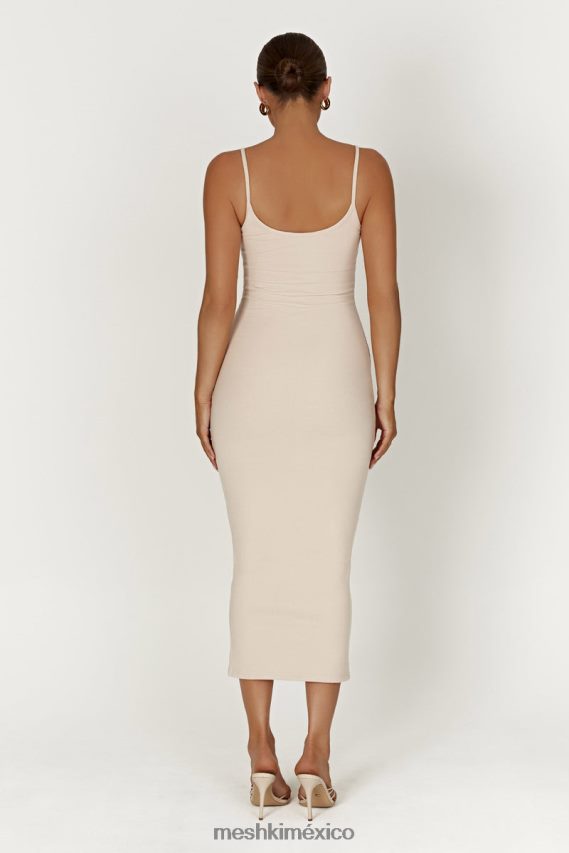 Meshki vestido midi de tirantes de canalé alexis crema ropa H48F8H431