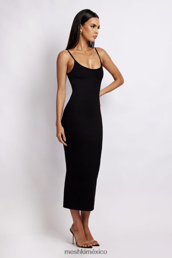 Meshki vestido midi de tirantes de canalé alexis negro ropa H48F8H361