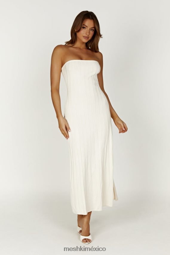 Meshki vestido midi dolce extreme de canalé sin tirantes Marfil ropa H48F8H265